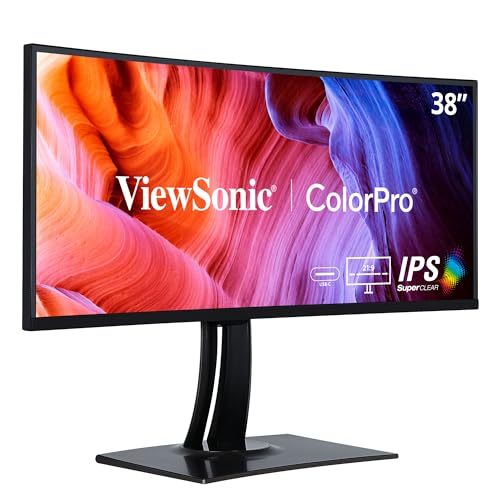 Viewsonic ColorPro VP3881A 95,3 cm (38 Zoll) Fotografen Monitor mit Kalibrierfunktion (WQHD,IPS-Panel,HDR 400, USB-C, HDMI 2.0, DP, Höhenverstellbar, 5 Jahre Austauschservice) Schwarz von ViewSonic