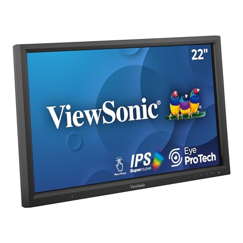 Viewsonic TD2223 54,6 cm (22 Zoll) Touch Monitor (Full-HD, HDMI, USB, 10 Punkt Multitouch, integrierter Ständer, Lautsprecher, 4 Jahre Austauschservice) Schwarz von ViewSonic