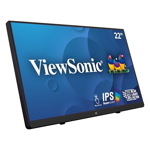 Viewsonic TD2230 54,6 cm (22 Zoll) Touch Monitor (Full-HD, IPS-Panel, HDMI, DP, USB 3.0 Hub, 4 Jahre Austauschservice) Schwarz von ViewSonic