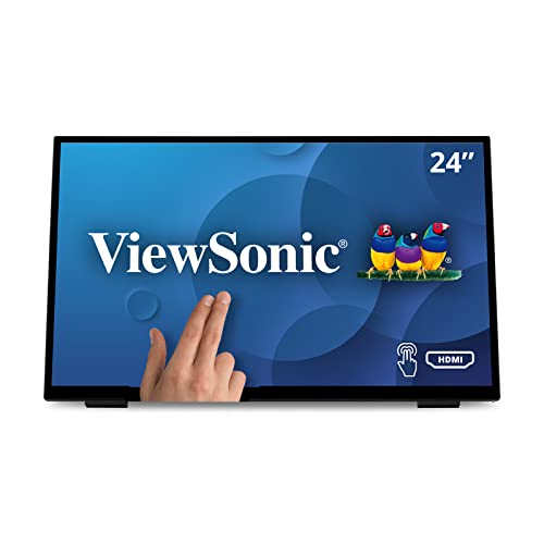 Viewsonic TD2465 59,6 cm (24 Zoll) Touch Monitor (Full-HD, HDMI, USB, 10 Punkt Multitouch, integrierter Ständer, Lautsprecher, 4 Jahre Austauschservice) Schwarz von ViewSonic