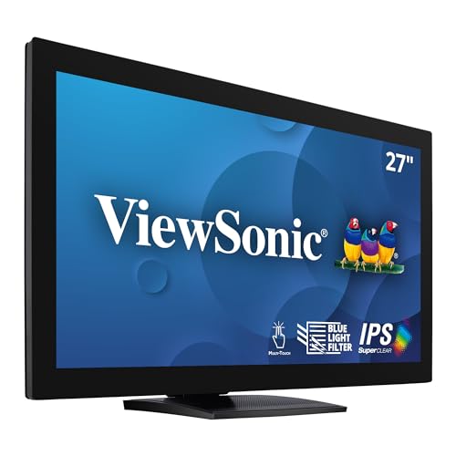 Viewsonic TD2760 68,2 cm (27 Zoll) Touch Monitor (Full-HD, HDMI, DP, USB 3.2 Hub, Lautsprecher, 4 Jahre Austauschservice) Schwarz von ViewSonic