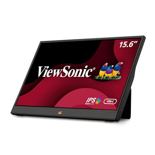 Viewsonic VA1655 40 cm (15.6 Zoll) Portabler Monitor (Full-HD, IPS-Panel, mini-HDMI, 2x USB-C für Raspberry Pi/Xbox/PS4/PS5, Lautsprecher) Schwarz von ViewSonic