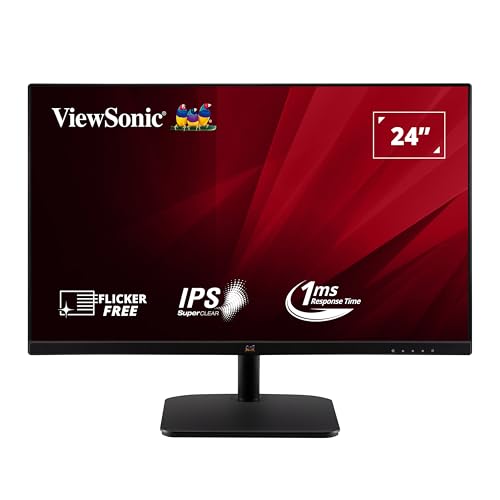 Viewsonic VA2432-MHD 60,5 cm (24 Zoll) Büro Monitor (Full-HD, IPS-Panel, HDMI, DP, VGA, Eye-Care, Eco-Mode, Lautsprecher) Schwarz von ViewSonic