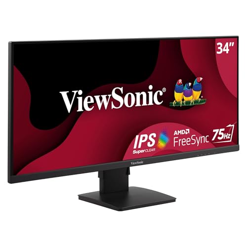 Viewsonic VA3456-MHDJ 86,4 cm (34 Zoll) Büro Monitor (UWQHD, IPS-Panel, HDR10, HDMI, DP, Höhenverstellbar, Lautsprecher, 3 Jahre Austauschservice) Schwarz von ViewSonic