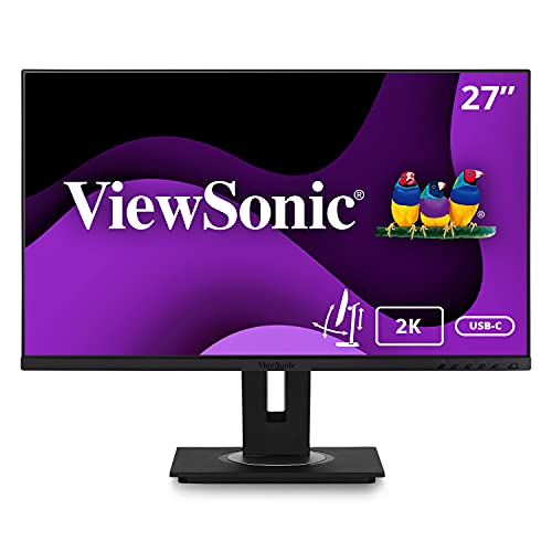 Viewsonic VG2756-2K 68,6 cm (27 Zoll) Büro Monitor (QHD, IPS-Panel, HDMI, DP, RJ45 Ethernet, USB C, Höhenverstellbar, Lautsprecher, Eye-Care, 4 Jahre Austauschservice) Schwarz von ViewSonic