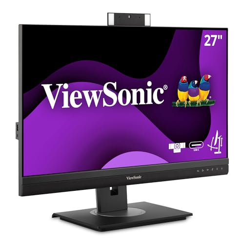 Viewsonic VG2756V-2K 68,6 cm (27 Zoll) Büro Monitor (QHD, IPS-Panel, HDMI, DP, RJ45 Ethernet, USB C, Höhenverstellbar, Webcam, Lautsprecher, Eye-Care, 4 Jahre Austauschservice) Schwarz von ViewSonic
