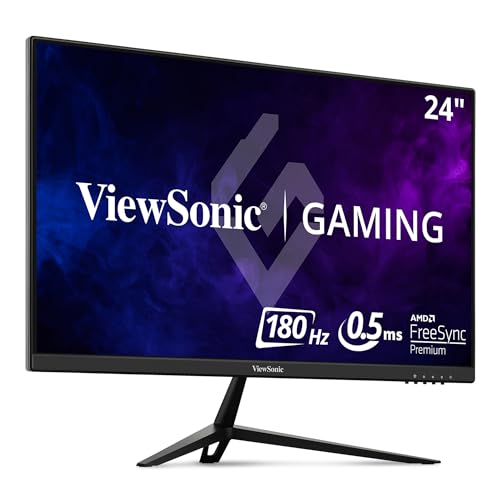 Viewsonic VX2428 60,5 cm (24 Zoll) Gaming Monitor (Full-HD, IPS, 180 Hz, 1 ms, FreeSync Premium, HDMI, DP, Lautsprecher) Schwarz von ViewSonic