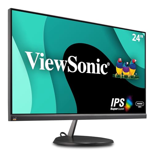 Viewsonic VX2485-MHU 60,5 cm (24 Zoll) Design Monitor (Full-HD, IPS-Panel, FreeSync, HDMI, USB-C 3.2 inkl. Ladefunktion, Lautsprecher) Schwarz von ViewSonic