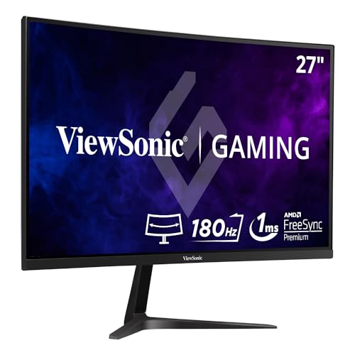 Viewsonic VX2718-2KPC-MHDJ 68,6 cm (27 Zoll) Curved Gaming-Monitor (QHD, FreeSync Premium, 1 ms, 165 Hz, HDMI, DP, geringer Input Lag, Lautsprecher, höhenverstellbar) Schwarz von ViewSonic