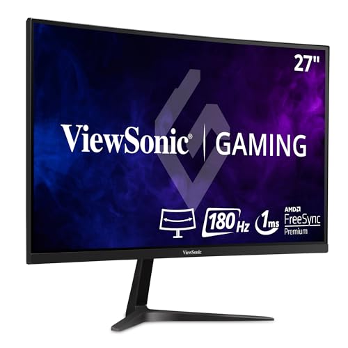 Viewsonic VX2718-PC-MHD 68,6 cm (27 Zoll) Curved Gaming Monitor (Full-HD, Adaptive Sync, 1 ms, 165 Hz, HDMI, DP, geringer Input Lag, Lautsprecher) Schwarz von ViewSonic