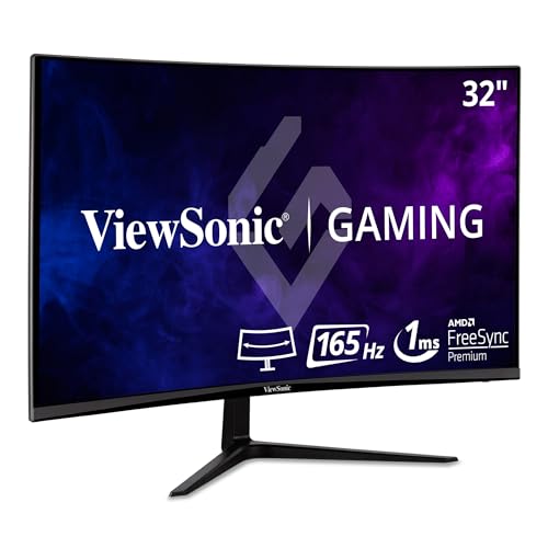 Viewsonic VX3218-PC-MHD 80 cm (32 Zoll) Curved Gaming Monitor (Full-HD, Adaptive Sync, 1 ms, 165 Hz, HDMI, DP, geringer Input Lag, Lautsprecher) Schwarz von ViewSonic