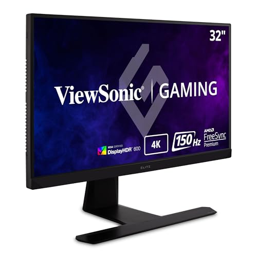 Viewsonic XG320U 80 cm (32 Zoll) Gaming Monitor (4K UHD, IPS-Panel, 1 ms, 144 Hz, FreeSync Premium Pro, HDR 600, RGB Beleuchtung, HDMI 2.1, DP, höhenverstellbar) Schwarz - PS5/Xbox Konsole ready von ViewSonic