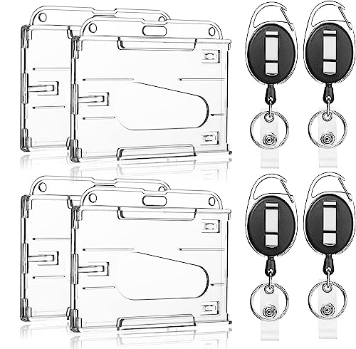 4 Stück Schlüsselanhänger Set, Einziehbarer Schlüsselanhänger, mit ID Card Holder Abzeichen Buddy Kit, Für Kartenhalter, Schlüsselanhänger und ID Card von Viexpand