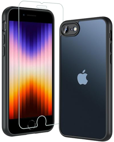 Hülle für iPhone SE 2022/2020 iPhone 8/7, iPhone SE 2022 Hülle mit 1 Stück Schutzfolie, [Militärischer Falltest] Stoßfest Dünn Matt Handyhülle für iPhone SE 2022/2020 iPhone 8/7 4,7 Zoll (Schwarz) von Vigamen