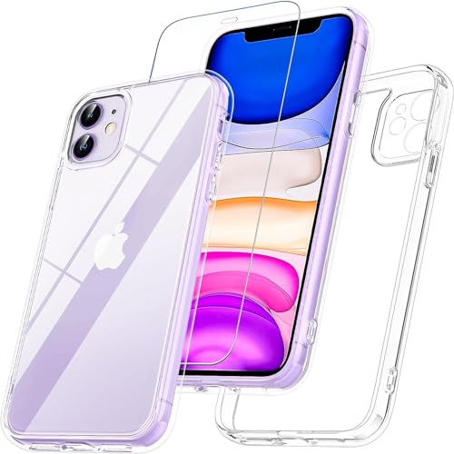 Vigamen Hülle für iPhone 11, iPhone 11 Hülle mit Bildschirmschutz, [Schutz in Militärqualität] Stoßfest Transluzente Matte Handyhülle iPhone 11 Dünn Outdoor Case für iPhone 11 6.1 Zoll (Klar) von Vigamen