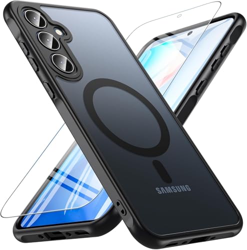 Vigamen für Samsung Galaxy A35 5G Hülle, Magnetisch Galaxy A35 5G Hülle Kompatibel mit Magsafe Panzerglas Glas [Kratzfest] Stoßfeste Matt Transluzente Hülle für Samsung A35 6,6 Zoll, Schwarz von Vigamen