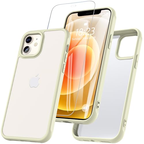 Vigamen für iPhone 12 Hülle, iPhone 12 Pro Hülle mit Bildschirmschutz, [Schutz in Militärqualität] Stoßfest Matte Transluzent Handyhülle iPhone 12|iPhone 12 Pro Hülle Dünn Outdoor Case (Weiß) von Vigamen