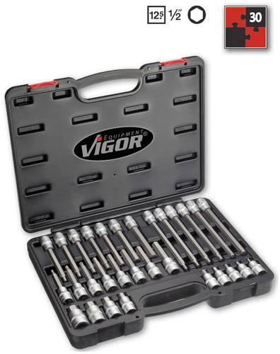 Vigor Steckschlüssel-Bit-Einsatz-Set 1/2  (12.5 mm) 30teilig V1919 von Vigor