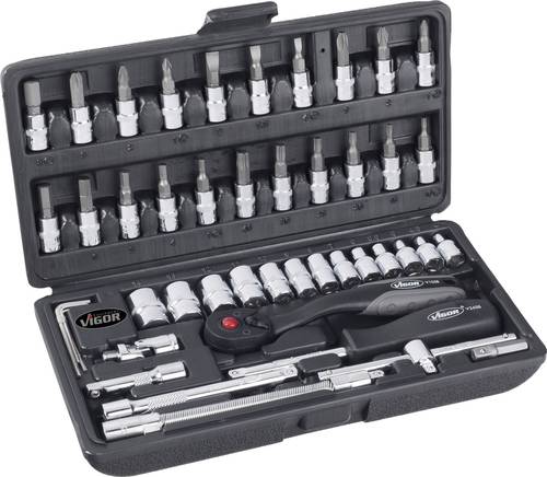 Vigor Steckschlüsselsatz metrisch 1/4  (6.3 mm) 46teilig V2414 von Vigor