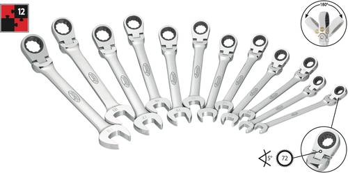 Vigor V2818 Knarren-Ring-Maulschlüssel-Satz 12teilig 8 - 19mm von Vigor