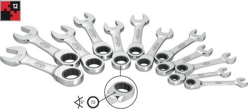 Vigor V2821 Knarren-Ring-Maulschlüssel-Satz 12teilig 8 - 19mm von Vigor