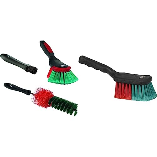 VIKAN car brush set 3 pieces - interior brush, wheel brush, car hand brush & Handbürste mit kurzem Siel, weiche gesplisste Borste aus Polyester, als Felgenbürste geeignet von Vikan