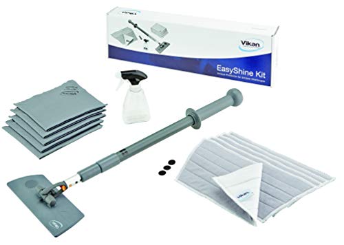 Vikan EasyShine Fensterreinigungsset, flexibles Moppgestell, 575–1390 mm Teleskopstiel von Vikan