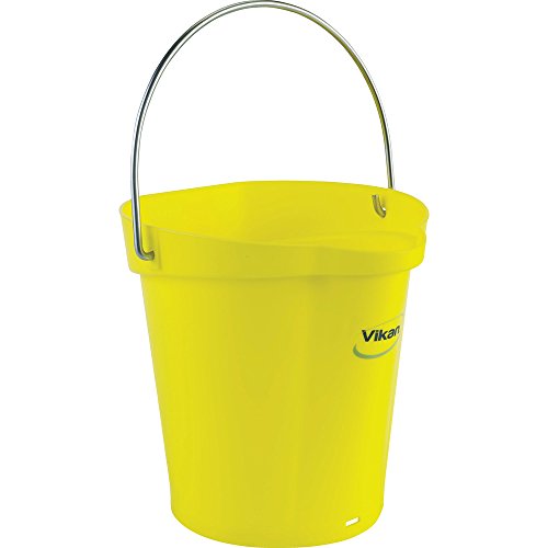 Vikan 56886 Durable Polypropylene Hygiene Bucket/Pail, Stainless Steel Handle, 6 Litres, Yellow von Vikan