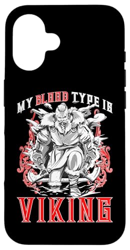 Nordische Mythologie: Meine Blutgruppe ist Wikinger Hülle für iPhone 16 von Viking And Norse Mythology Celtic Designs