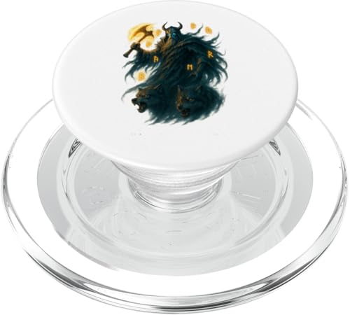 Geisterkrieger mit Axt und Wölfen Halloween Design PopSockets PopGrip für MagSafe von Viking Collection by C.B.L