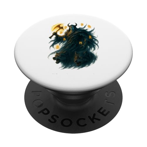 Runenkrieger mit Wolfsgeist und Feueraxt PopSockets Klebender PopGrip Runenkrieger mit Wolfsgeist und Feueraxt PopSockets Klebender PopGrip von Viking Collection by C.B.L
