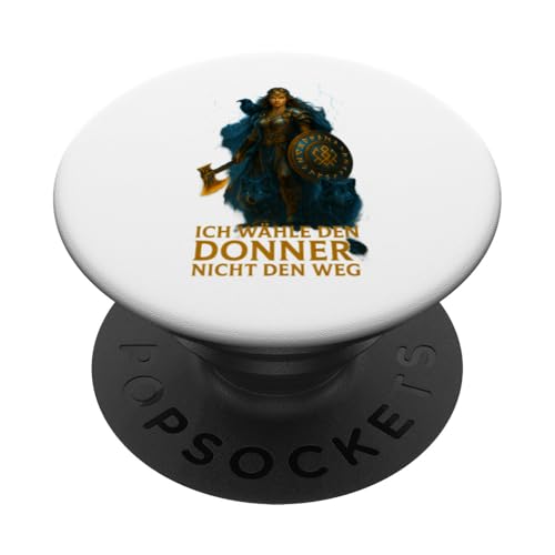 Walküre mit Schild, Wölfen und Rabe im Sturm PopSockets Klebender PopGrip Walküre mit Schild, Wölfen und Rabe im Sturm PopSockets Klebender PopGrip von Viking Collection by C.B.L