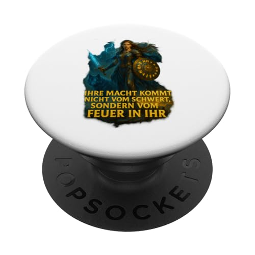 Walküre mit Schwert, Runenschild und Sturmwolf PopSockets Klebender PopGrip Walküre mit Schwert, Runenschild und Sturmwolf PopSockets Klebender PopGrip von Viking Collection by C.B.L