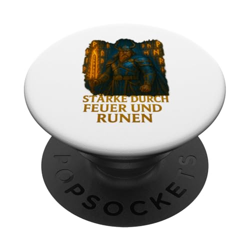 Wikinger Design mit Feuerschwert und Runenkammer PopSockets Klebender PopGrip Wikinger Design mit Feuerschwert und Runenkammer PopSockets Klebender PopGrip von Viking Collection by C.B.L