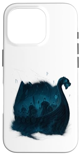 Wikinger Geisterschiff Halloween Design Drachenboot Runen Hülle für iPhone 16 Pro von Viking Collection by C.B.L