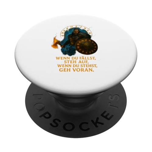 Wikinger mit Schild, Flammenaxt und Sturmwolf PopSockets Klebender PopGrip Wikinger mit Schild, Flammenaxt und Sturmwolf PopSockets Klebender PopGrip von Viking Collection by C.B.L
