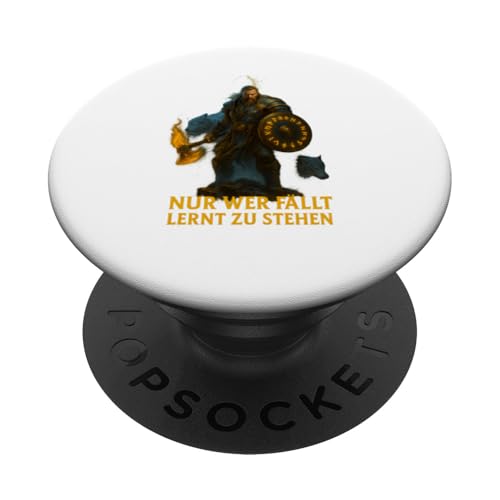 Wikinger mit Schild, Rabe und flammender Axt PopSockets Klebender PopGrip von Viking Collection by C.B.L