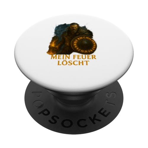 Wikinger mit Schild, Wolf und Rabe im Feuersturm PopSockets Klebender PopGrip Wikinger mit Schild, Wolf und Rabe im Feuersturm PopSockets Klebender PopGrip von Viking Collection by C.B.L