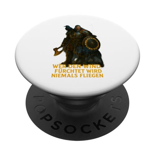 Wikinger mit Schild, Wolf und Rabe im Sturm PopSockets Klebender PopGrip Wikinger mit Schild, Wolf und Rabe im Sturm PopSockets Klebender PopGrip von Viking Collection by C.B.L