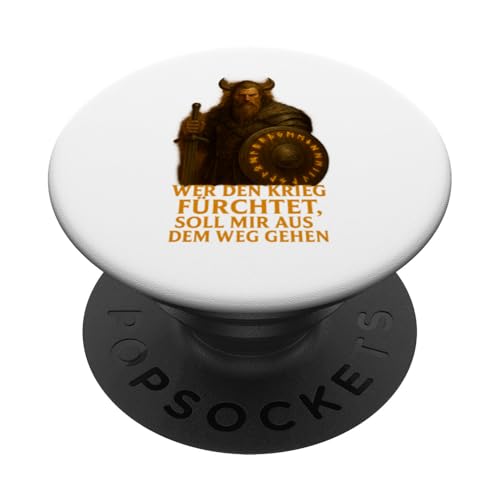 Wikinger mit Schwert, Schild und Kriegsspruch PopSockets Klebender PopGrip von Viking Collection by C.B.L