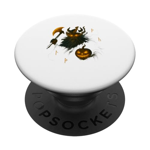 Wikingergeist mit Kürbis und leuchtenden Augen PopSockets Klebender PopGrip Wikingergeist mit Kürbis und leuchtenden Augen PopSockets Klebender PopGrip von Viking Collection by C.B.L