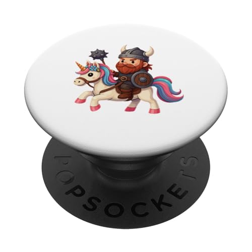 Wikinger Reiten Lustiges Einhorn Jungen Mädchen Männer Frauen Kinder Erwachsene PopSockets Klebender PopGrip von Viking Riding A Unicorn Rainbow Shop