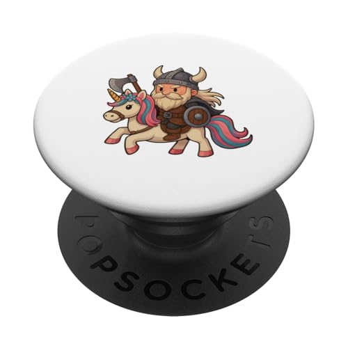 Wikinger reiten wildes Einhorn Jungen Mädchen Männer Frauen Kinder Erwachsene PopSockets Klebender PopGrip von Viking Riding A Unicorn Rainbow Shop