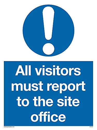 5 Stück – All Visitors Must Report To Site Office Schild – 150 x 200 mm – A5P von Viking Signs