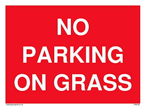 5 Stück – No Parking On Grass Schild – 200 x 150 mm – A5L von Viking Signs