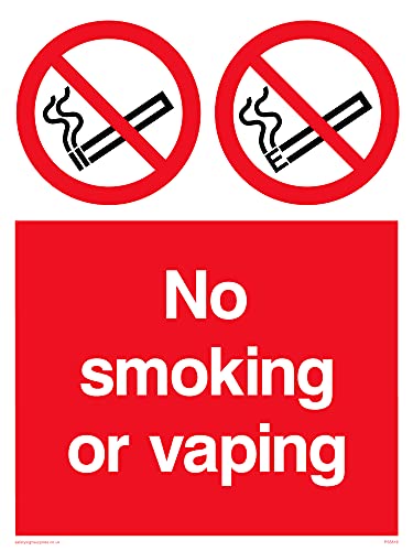 5 Stück – No smoking or vaping Schild – 150 x 200 mm – A5P von Viking Signs