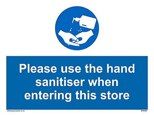 5 Stück – Please use the hand sanitizer when entering this store Schild – 200 x 150 mm – A5L von Viking Signs