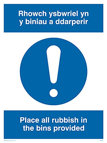 5 Stück – Rubbish In BinsWelsh Schild – 150 x 200 mm – A5P von Viking Signs