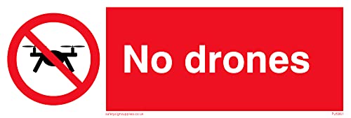 5 Stück – Verbotszeichen „No Drones with Drone with Drone Verbotssymbol – 150 x 50 mm – L15 von Viking Signs