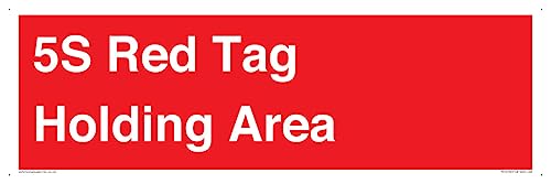 5S Schild mit Aufschrift "Holding Area", 600 x 200 mm, Rot, L62 von Viking Signs